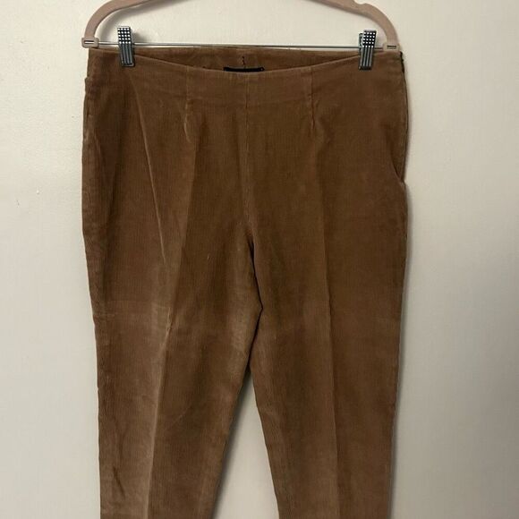 Piazza Sempione Tan Corduroy Womens Cropped Pants Size EU 44 US 10 Side Zipper - Picture 2 of 8